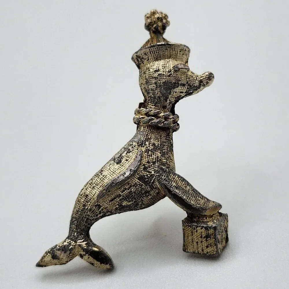 Goldtone Sea Lion Brooch